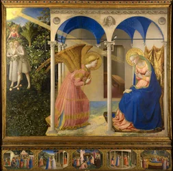 Angelico, Fra Giovanni, da Fiesole (ca. 1400-1455) The Annunciation Tempera on panel Renaissance 1430-1432 Itália, Florentine School Museo del Prado, Madrid 154x194 Pintura