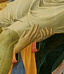 Detalhe do Altar de Santa Trinita, moldura e pináculos de Lorenzo Monaco (Piero di Giovanni) (c.1370-1425) concluído c.1434 (tempera e ouro no painel)