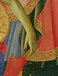 Detalhe do Altar de Santa Trinita, moldura e pináculos de Lorenzo Monaco (Piero di Giovanni) (c.1370-1425) concluído c.1434 (tempera e ouro no painel)