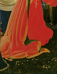 Detalhe do Altar de Santa Trinita, moldura e pináculos de Lorenzo Monaco (Piero di Giovanni) (c.1370-1425) concluído c.1434 (tempera e ouro no painel)