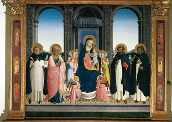 retábulo de Fiesole: Virgem e Criança com Anjos e Quatro Santos (pintura em madeira
