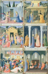 Cenas de Jesus childwood, detalhe do painel do Armadio degli Argenti (Peito de Prata) com a vida de Jesus