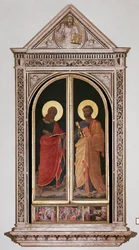 São Marcos (esquerda) e São Pedro. Tabernáculo Fechado dos Linaioli (Pintura em madeira