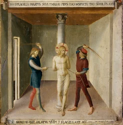 A flagelação. A vida de Cristo, Armadio degli Argenti. (Tempera sobre madeira