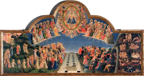O último julgamento Jesus Cristo em um mandorle (Detrempe na madeira