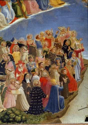 O último julgamento: o detalhe dos Santos no Paraíso. (tempera sobre madeira
