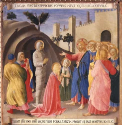 A ascensão de Lázaro. A vida de Cristo, Armadio degli Argenti. (Tempera sobre madeira.