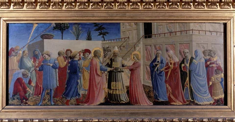 O casamento da Virgem. Predelle (Pintura sobre madeira) 1435