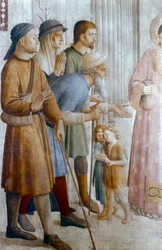São Lourenço dando esmolas aos pequenos detalhes, meados do século XV