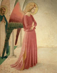 A Anunciação, detalhe do Anjo Gabriel e São Pedro, o Mártir, 1442 afrescos ver 72388