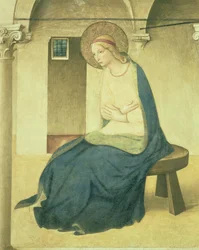 A Anunciação, detalhe da Virgem, c.1438-45 afresco ver 29030