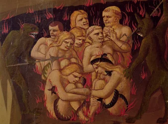 O Juízo Final, detalhe dos condenados no inferno, c.1431