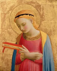 Virgem Anunciada, 1450-55 (folha de ouro e têmpera sobre painel de madeira) (ver também 139311)