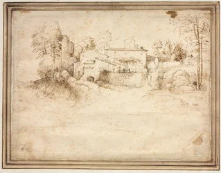 Casa de fazenda na encosta de uma colina