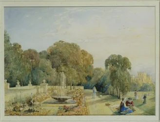 Vista dos jardins em Chatsworth, Derbyshire, c.1820 (par de 85760)