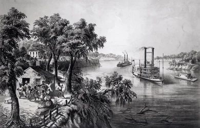 Low Water no Mississippi, pub. por Currier e Ives, 1867