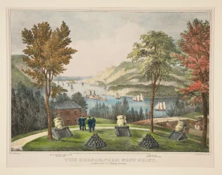 O Hudson, de West Point. Terrenos da Academia Militar dos E.U.A.