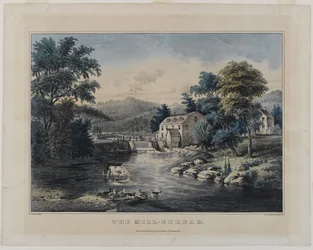 The Mill-Stream, publicado pela Currier & Ives, New York (lito colorido à mão)