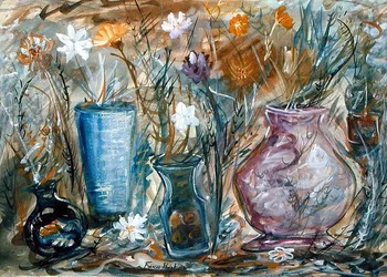 Vasos de Flores (aquarela sobre papel)
