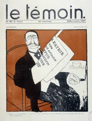 O caso Dreyfus: "Outro traidor judeu!... Não sou anti-semita, mas, na verdade, este poderia ter sido católico" (burguês judeu lendo a imprensa), desenho de Xavier Gose - em "Le Temoin" de 11/02/1907.
