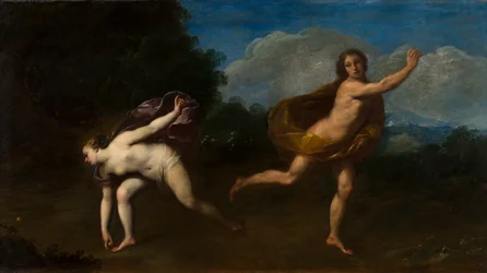Hippomenes e Atalanta numa paisagem, c.1598-1660 (óleo sobre tela)