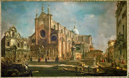 Campo da igreja de João e Paulo com a escola de São Marcos e o monumento de Colleoni, Veneza ...