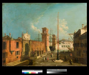 Vista do campo e das portas do Arsenal, Pintura de Veneza por Francesco Albotto (1721-1757) 1743-1746 Coleção particular