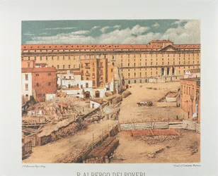 Itália, Nápoles, Albergo dei Poveri (Hospice for the Poor) 1889 (litografia)