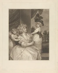 Jane, condessa de Harrington, com os seus filhos, Lord Petersham e o honorável Lincoln Stanhope