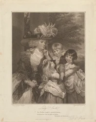 Lady Charlotte Smith e os seus filhos; George Henry, Louisa e Charlotte