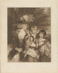 Lady Smith e os seus filhos: George Henry, Louisa, e Charlotte