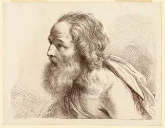 Retrato de um velho com barba, com ombros nus
