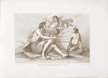 Impressão do título com personificação da pintura Princípios Ciprianis do desenho (título da série) Ciprianis rudimentos de desenho (título da série no objeto)