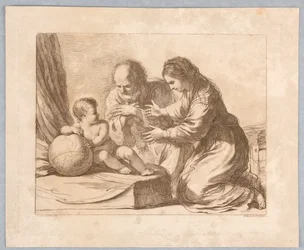 Virgem Maria, José e criança, com um globo