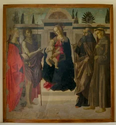 Madonna e Criança com Maria Madalena, João Batista, São Zenóbio e São Francisco (têmpera sobre madeira)