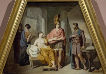 Alexandre cedendo sua amante Campaspe a Apelles, de Francesco Coghetti (1804-1875), óleo sobre tela