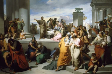 Brutus mostrando o corpo de Lucretia ao povo de Roma, por Francesco Coghetti (1804-1875)