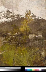 A primeira neve, paisagem Pintura de Francesco Filippini (1853-1895) 1889 Coleção particular