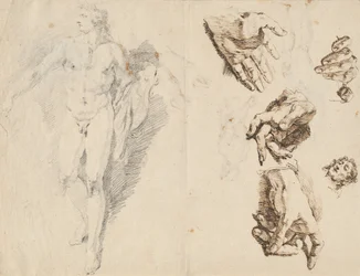 Apolo e estudos da própria mão do artista [reto]
