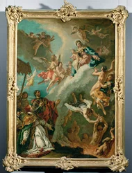 O Papa Gregório I e São Vitalício intercedem junto de Nossa Senhora pelas almas do purgatório (pintura sobre tela)