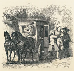 Rapto de Lucy, episódio de Betrothed, de Alessandro Manzoni (1785-1873), ilustração de Francesco Gonin (1808-1889) para a edição de 1840