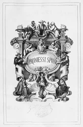 Os Noivos, página de rosto de Francesco Gonin (1808-1889) para a edição de 1840-1842 do romance de Alessandro Manzoni (1785-1873), Itália