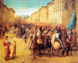As tropas francesas sob o comando de Carlos VIII entram em Florença a 17 de novembro de 1494 por Francesco Granacci