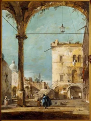 Um pórtico em Veneza Pintura de Francesco Guardi (1712-1793) Paris do século XVIII, Musee Jacquemart Andre