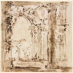 Par de desenhos: Esboço do labirinto da Villa Pisani e Piazza San Marco ..., 1773-1778.