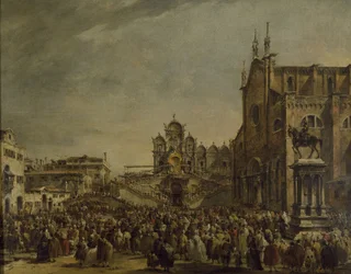 Papa Pio VI Abençoando a multidão no Campo SS. Giovanni e Paolo, século XVIII