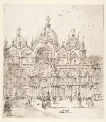 Vista da praça com a Basílica de São Marcos