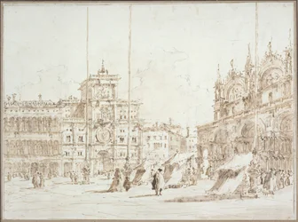 Vista de Veneza: a torre do relógio, praça de São Marcos