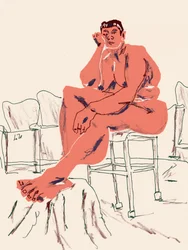 Figura sentada num pose descontraída