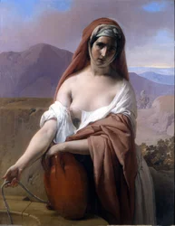 Rebecca no poço. Pintura de Francesco Hayez. Accademia di Brera. Milão